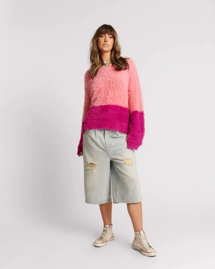 One Teaspoon Knitwear FLUFFY COLOUR BLOCK SWEATER 8211 Women One Teaspoon Knitwear FLUFFY COLOUR BLOCK SWEATER 8211 Women