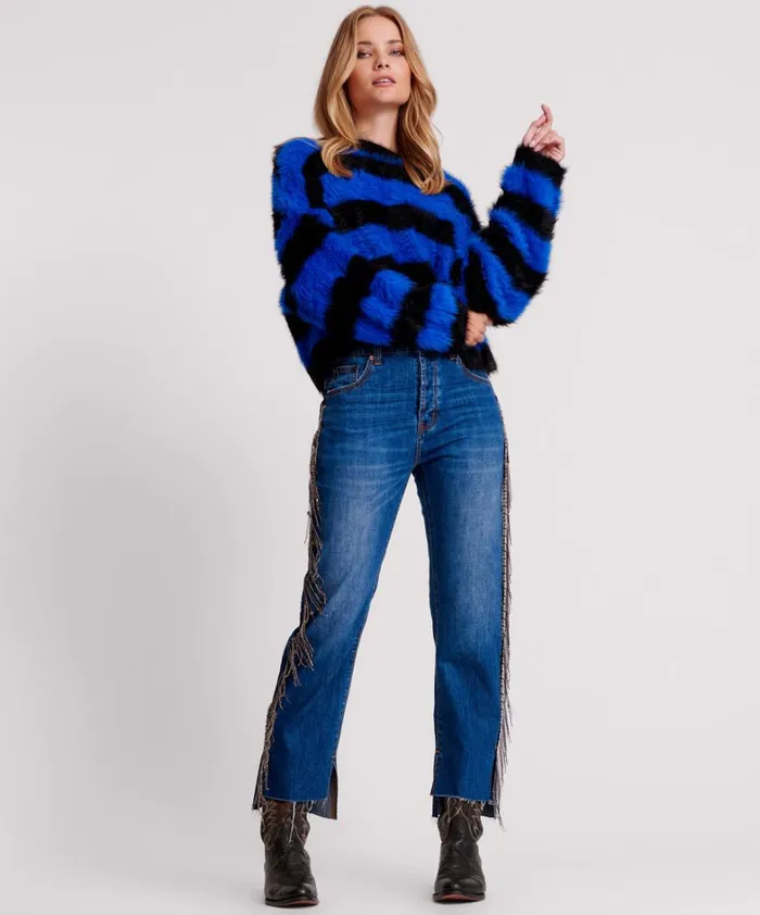 One Teaspoon Knitwear KRUGER STRIPE FLUFFY CROP KNIT SWEATER 8211 Women One Teaspoon Knitwear KRUGER STRIPE FLUFFY CROP KNIT SWEATER 8211 Women