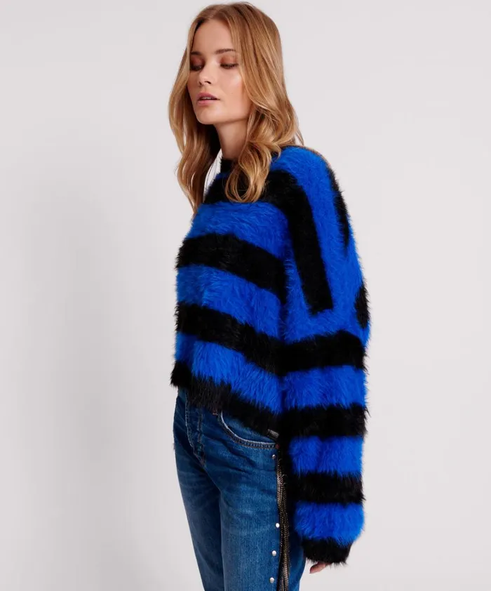 One Teaspoon Knitwear KRUGER STRIPE FLUFFY CROP KNIT SWEATER 8211 Women One Teaspoon Knitwear KRUGER STRIPE FLUFFY CROP KNIT SWEATER 8211 Women