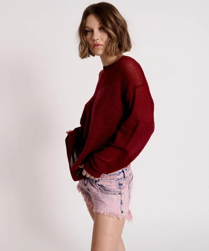 One Teaspoon Knitwear SHATTERED CREW KNIT SWEATER RED 8211 Women One Teaspoon Knitwear SHATTERED CREW KNIT SWEATER RED 8211 Women