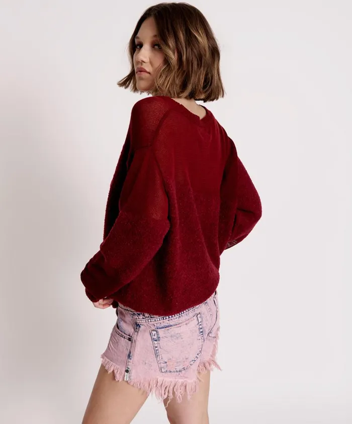 One Teaspoon Knitwear SHATTERED CREW KNIT SWEATER RED 8211 Women One Teaspoon Knitwear SHATTERED CREW KNIT SWEATER RED 8211 Women