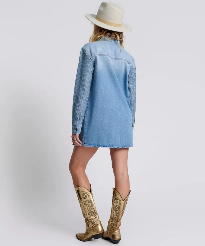 One Teaspoon Midi and Maxi Dresses DESERT JEWEL DENIM TRUCKER DRESS 8211 Women