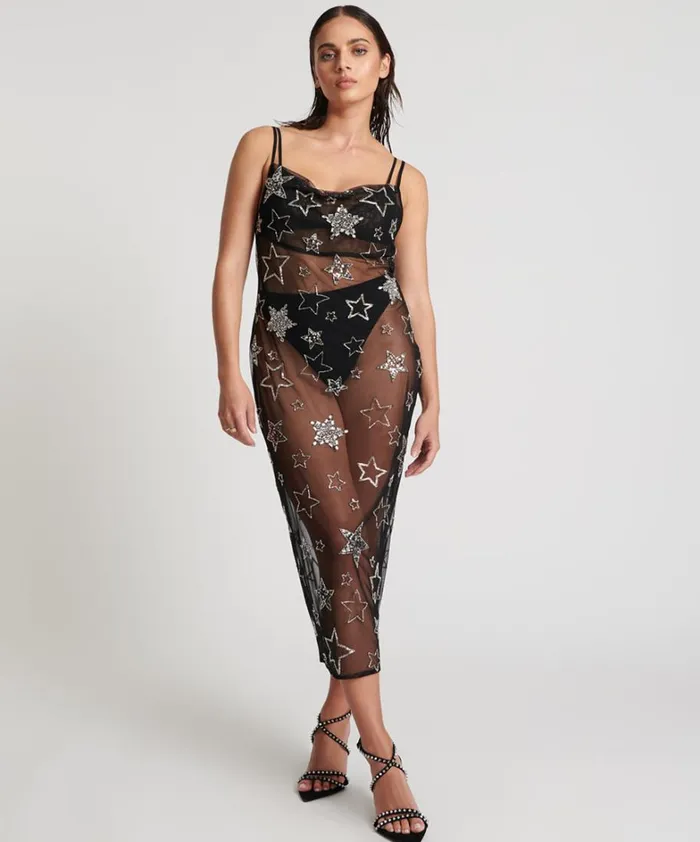 One Teaspoon Midi and Maxi Dresses STELLAR ALL STAR HAND BEADED SLIP DRESS 8211 Women