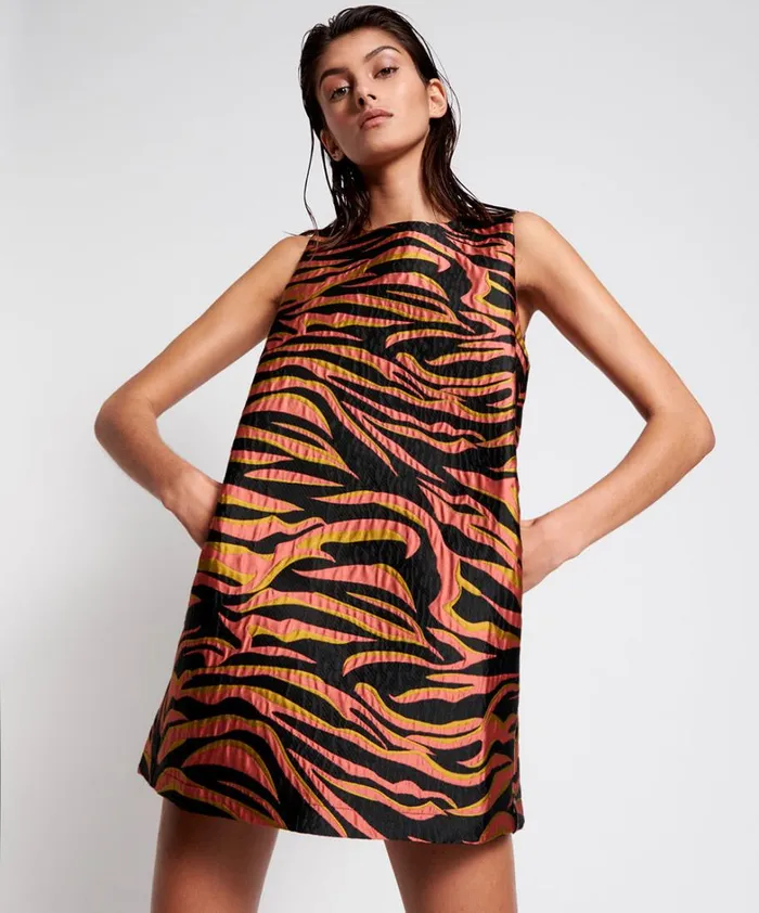 One Teaspoon Mini Dresses PINK ZEBRA SHIFT DRESS 8211 Women