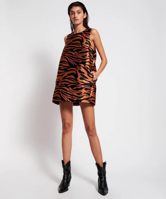 One Teaspoon Mini Dresses PINK ZEBRA SHIFT DRESS 8211 Women
