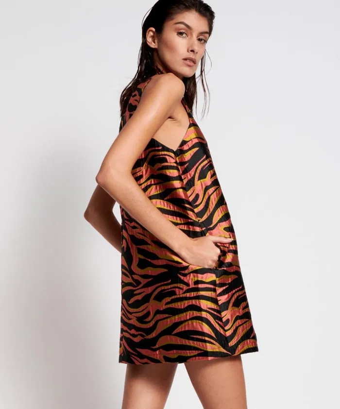 One Teaspoon Mini Dresses PINK ZEBRA SHIFT DRESS 8211 Women