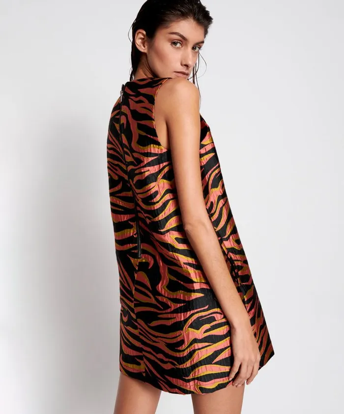 One Teaspoon Mini Dresses PINK ZEBRA SHIFT DRESS 8211 Women