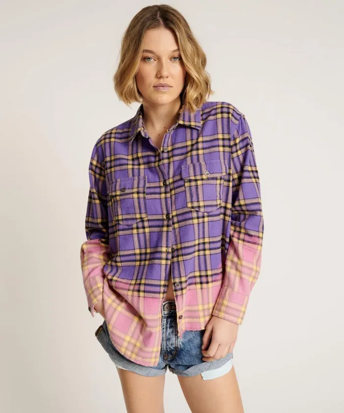 One Teaspoon Shirts DIP DYE FLANNEL LIBERTY SHIRT 8211 Women