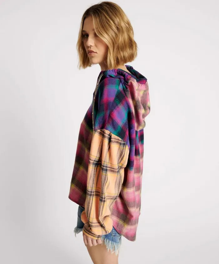 One Teaspoon Shirts MIXED FLANNEL HOODED SHIRT 8211 Women