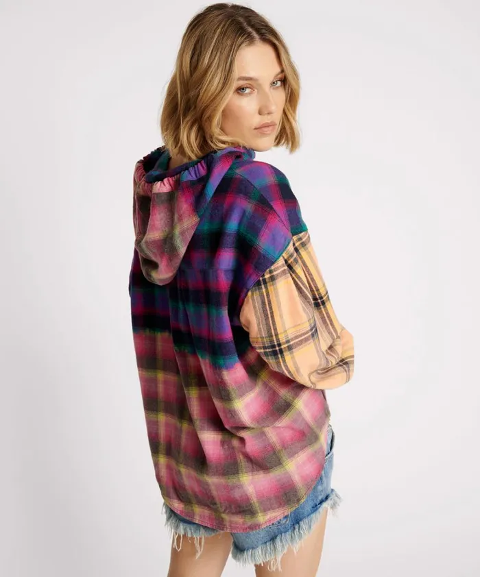 One Teaspoon Shirts MIXED FLANNEL HOODED SHIRT 8211 Women