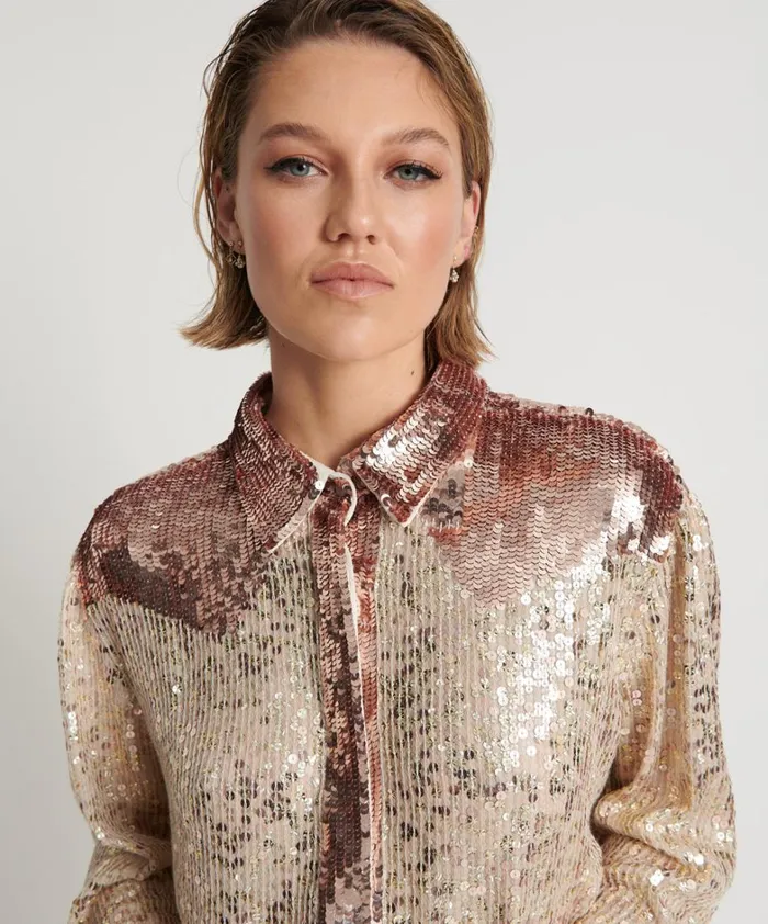 One Teaspoon Shirts ROSE GOLD HAND SEQUIN WESTERN SHIRT 8211 Women