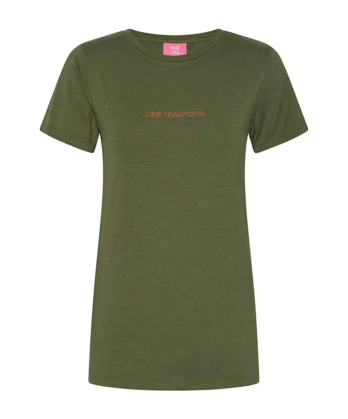 One Teaspoon Tees and Tanks BURNT OLIVE LOGO FITTED TEE 8211 Women