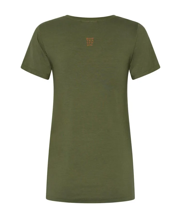 One Teaspoon Tees and Tanks BURNT OLIVE LOGO FITTED TEE 8211 Women