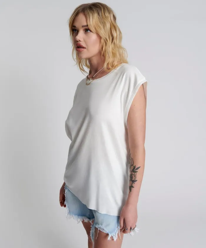 One Teaspoon Tees and Tanks FRESH WHITE BAMBOO LOGO UNISEX TANK 8211 Women