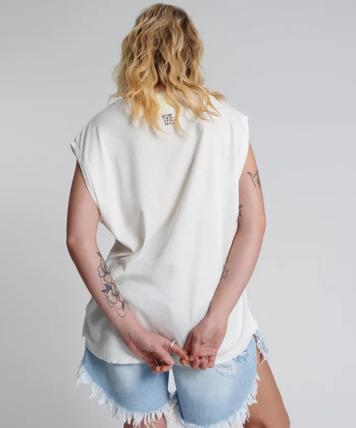 One Teaspoon Tees and Tanks FRESH WHITE BAMBOO LOGO UNISEX TANK 8211 Women