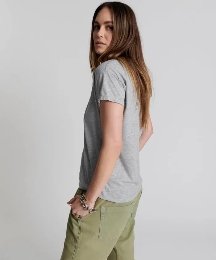 One Teaspoon Tees and Tanks ONE TEASPOON SCOOP NECK BASIC TEE GREY 8211 Women