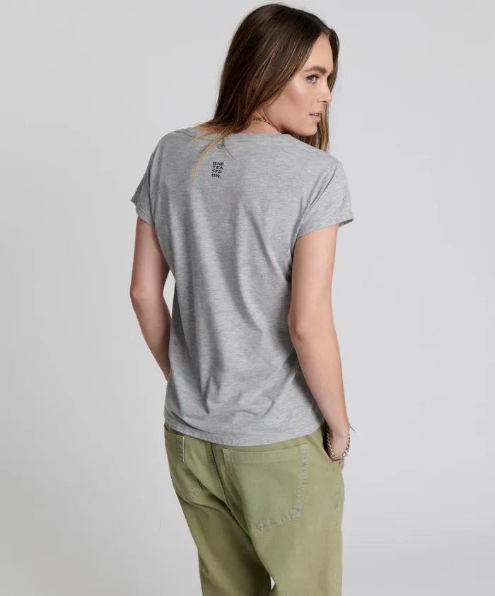 One Teaspoon Tees and Tanks ONE TEASPOON SCOOP NECK BASIC TEE GREY 8211 Women