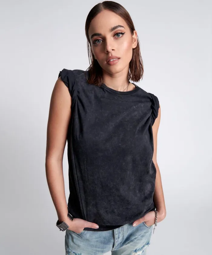 One Teaspoon Tees and Tanks ORGANIC BAMBOO GRAFFITTI UNISEX TEE BLACK 8211 Women