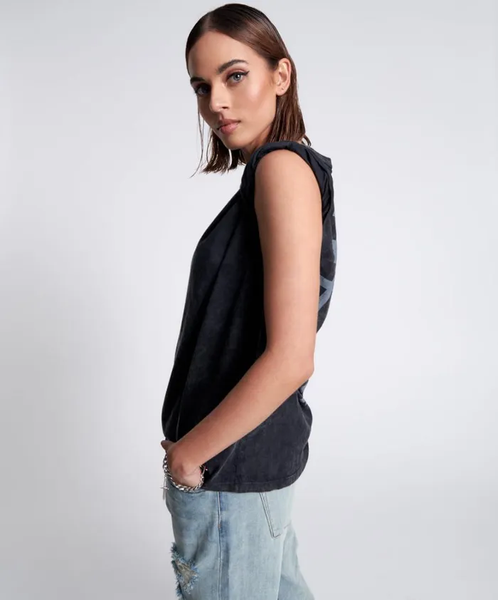 One Teaspoon Tees and Tanks ORGANIC BAMBOO GRAFFITTI UNISEX TEE BLACK 8211 Women