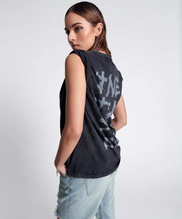 One Teaspoon Tees and Tanks ORGANIC BAMBOO GRAFFITTI UNISEX TEE BLACK 8211 Women