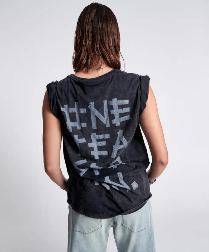 One Teaspoon Tees and Tanks ORGANIC BAMBOO GRAFFITTI UNISEX TEE BLACK 8211 Women