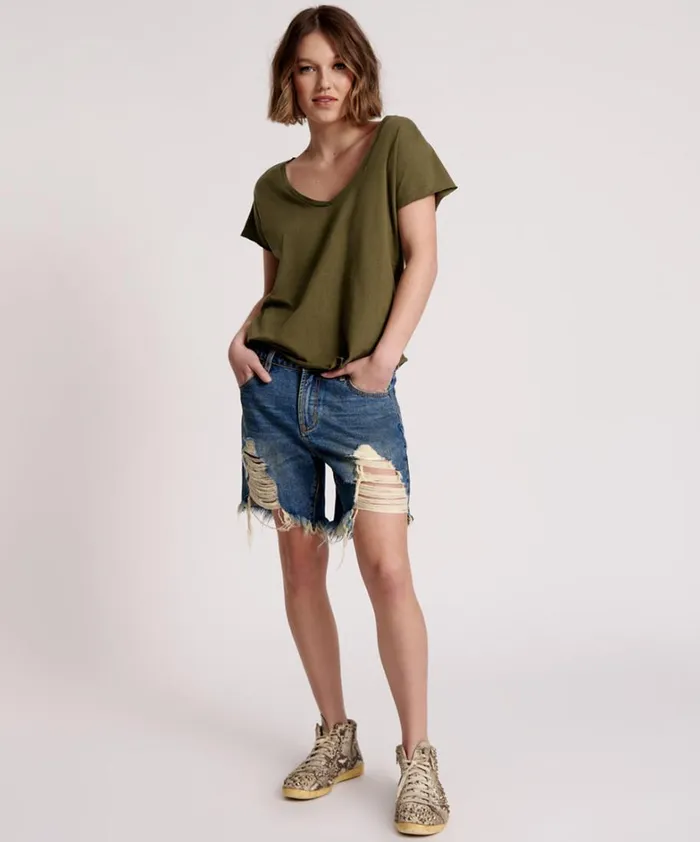 One Teaspoon Tees and Tanks ORGANIC PEACE SCOOP NECK TEE 8211 Women