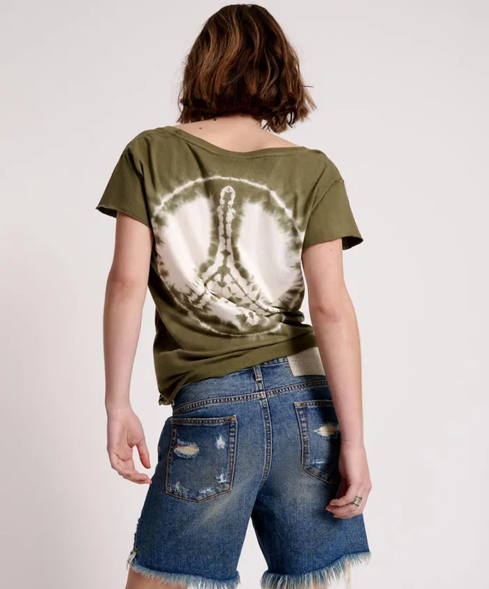 One Teaspoon Tees and Tanks ORGANIC PEACE SCOOP NECK TEE 8211 Women