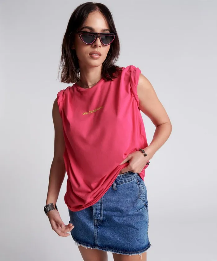 One Teaspoon Tees and Tanks PINK GLO ONE TEASPOON ORGANIC LOGO UNISEX TEE 8211 Women