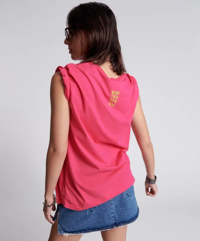 One Teaspoon Tees and Tanks PINK GLO ONE TEASPOON ORGANIC LOGO UNISEX TEE 8211 Women