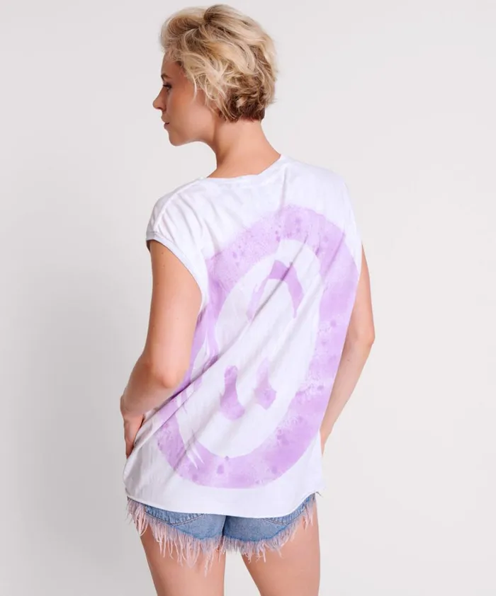 One Teaspoon Tees and Tanks SMILEY VIOLET HAND STAINED TANK 8211 Women