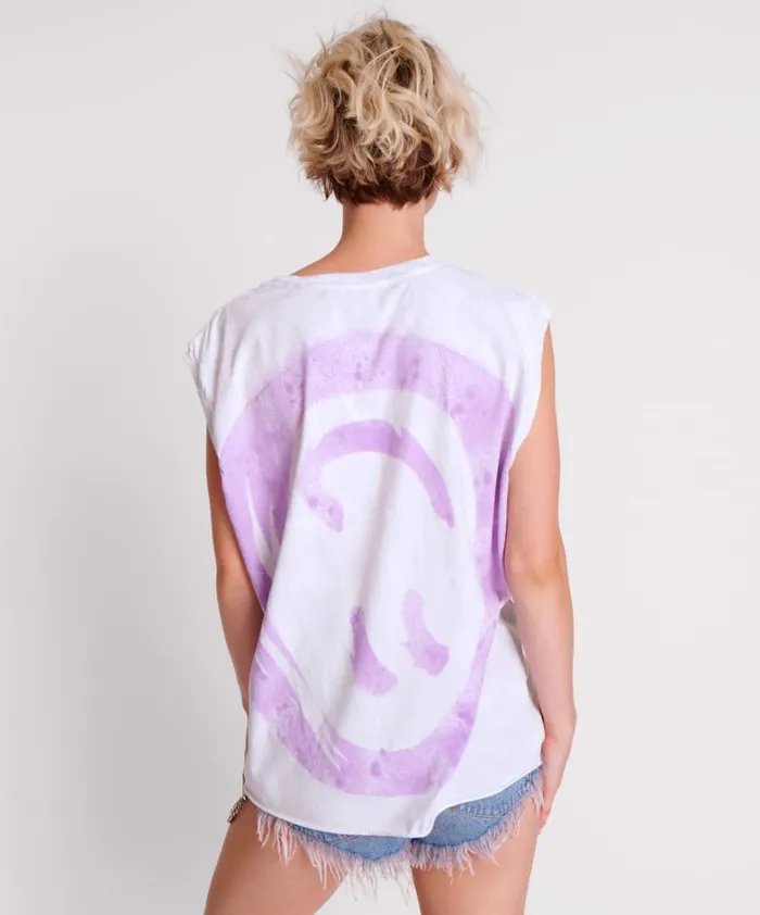 One Teaspoon Tees and Tanks SMILEY VIOLET HAND STAINED TANK 8211 Women