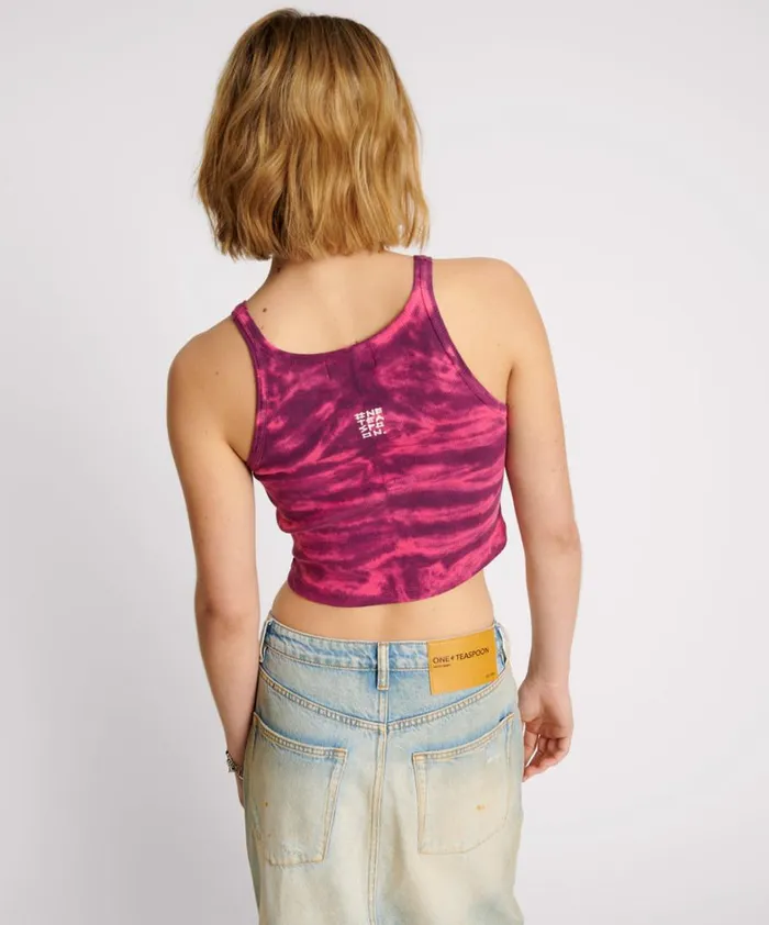 One Teaspoon Tees and Tanks TIE DYE HEART CROPPED RIB TANK 8211 Women One Teaspoon Tees and Tanks TIE DYE HEART CROPPED RIB TANK 8211 Women