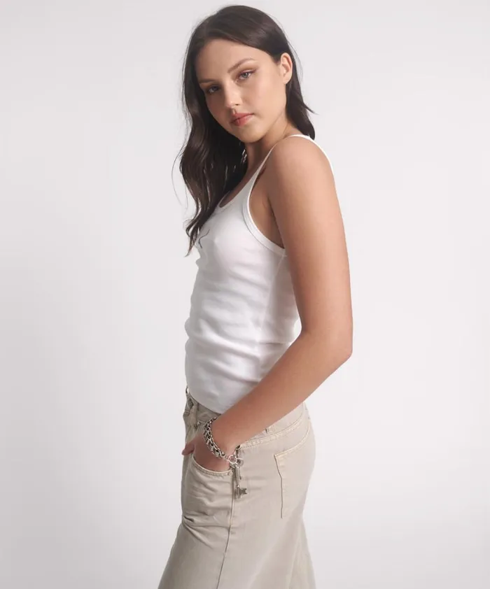 One Teaspoon Tees and Tanks WHITE ONE TEASPOON RIB SINGLET 8211 Women One Teaspoon Tees and Tanks WHITE ONE TEASPOON RIB SINGLET 8211 Women