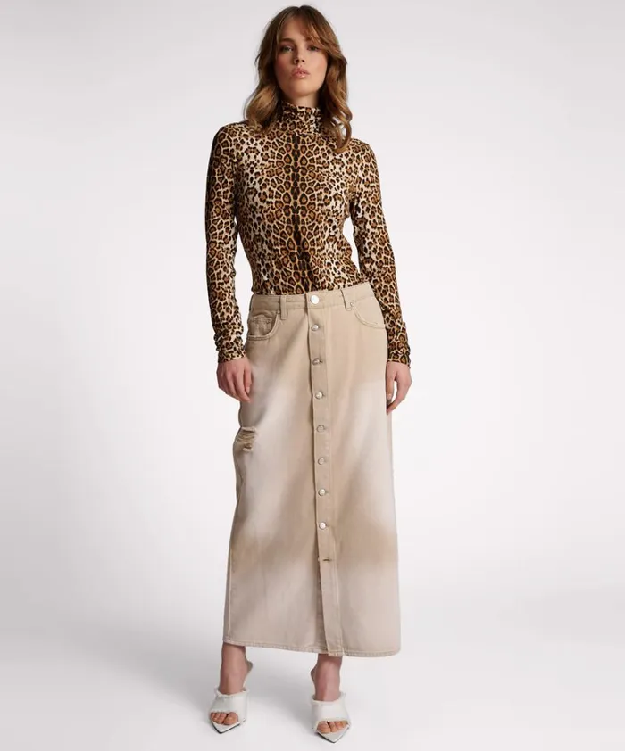 One Teaspoon Tops LEOPARD JERSEY TURTLE NECK LONG SLEEVE TOP 8211 Women