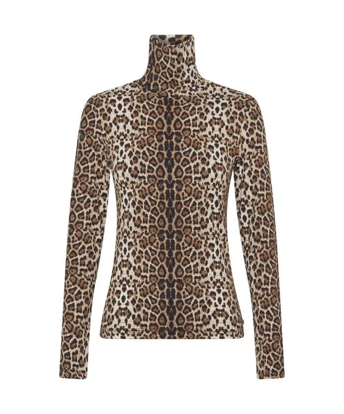 One Teaspoon Tops LEOPARD JERSEY TURTLE NECK LONG SLEEVE TOP 8211 Women