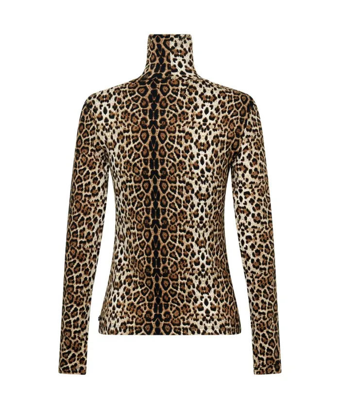 One Teaspoon Tops LEOPARD JERSEY TURTLE NECK LONG SLEEVE TOP 8211 Women