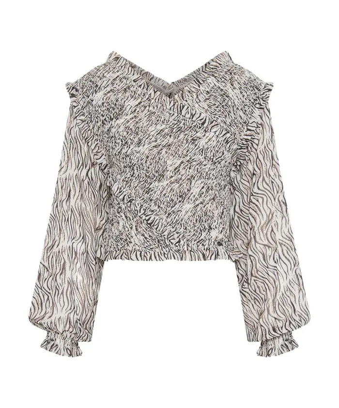 One Teaspoon Tops ZEBRA BARDOT CROSS OVER TOP 8211 Women One Teaspoon Tops ZEBRA BARDOT CROSS OVER TOP 8211 Women