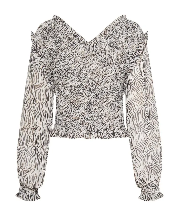 One Teaspoon Tops ZEBRA BARDOT CROSS OVER TOP 8211 Women One Teaspoon Tops ZEBRA BARDOT CROSS OVER TOP 8211 Women