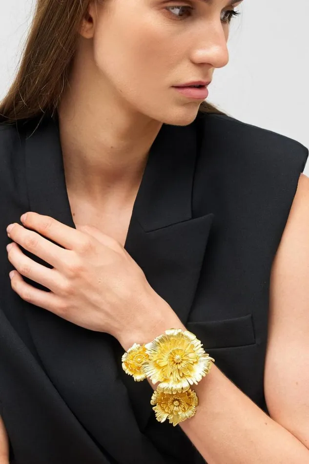 Oroton Bracelets Jewellery Etta Cuff Worn Gold