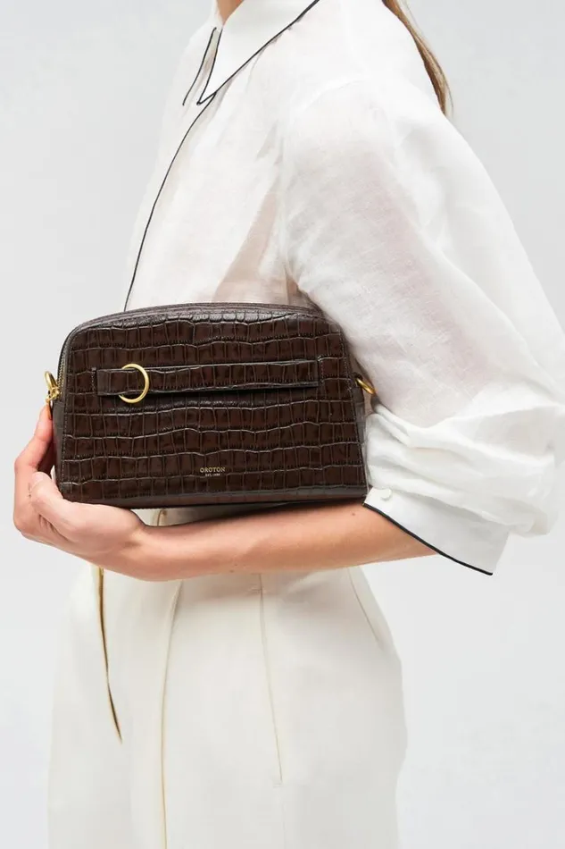 Oroton Crossbody Women Audrey Texture Crossbody Mahogany