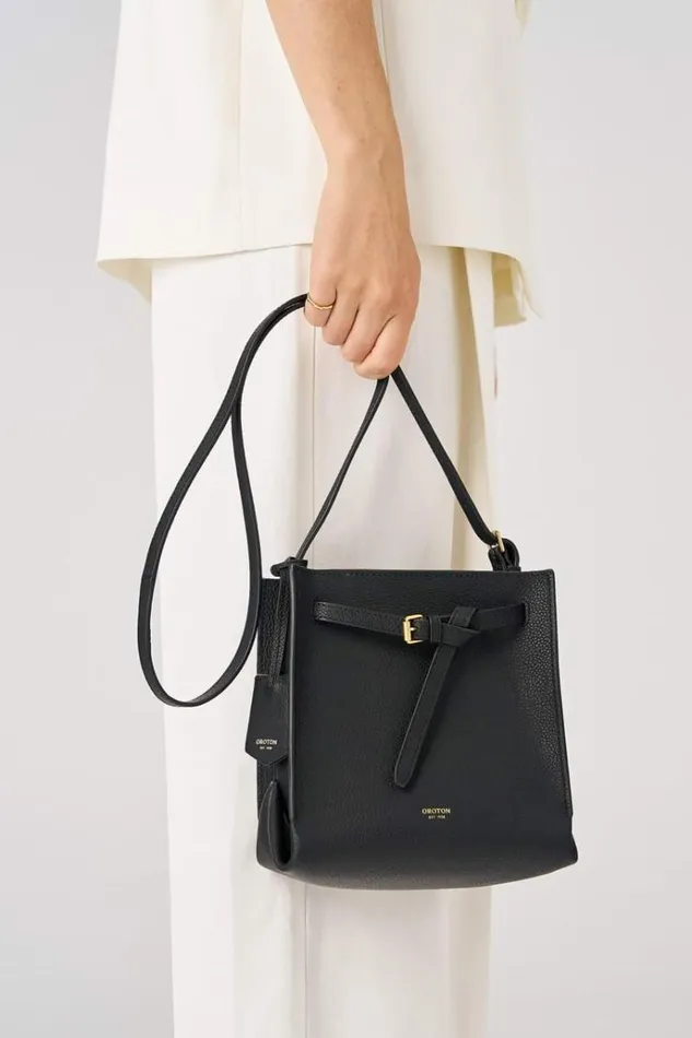 Oroton Crossbody Women Margot Mini Bucket Bag Black