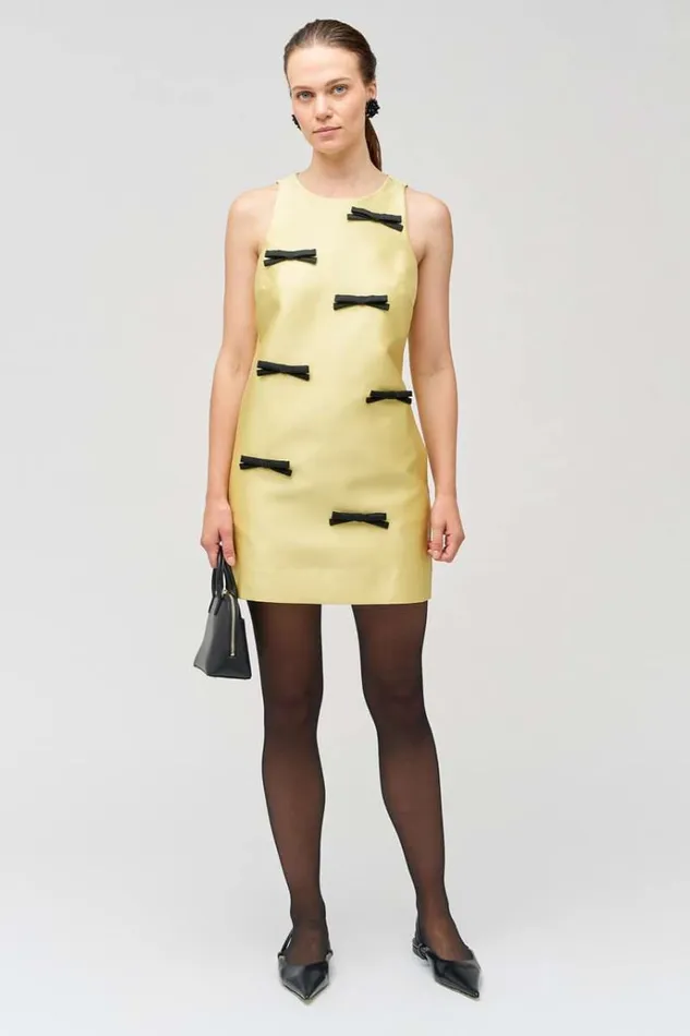 Oroton Dresses Women Bow Detail Shift Dress Lemon Zest