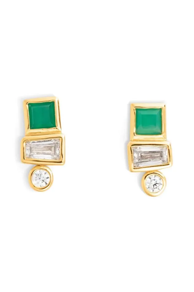 Oroton Earrings Jewellery Calypso Onyx Mini Stud 18k Gold