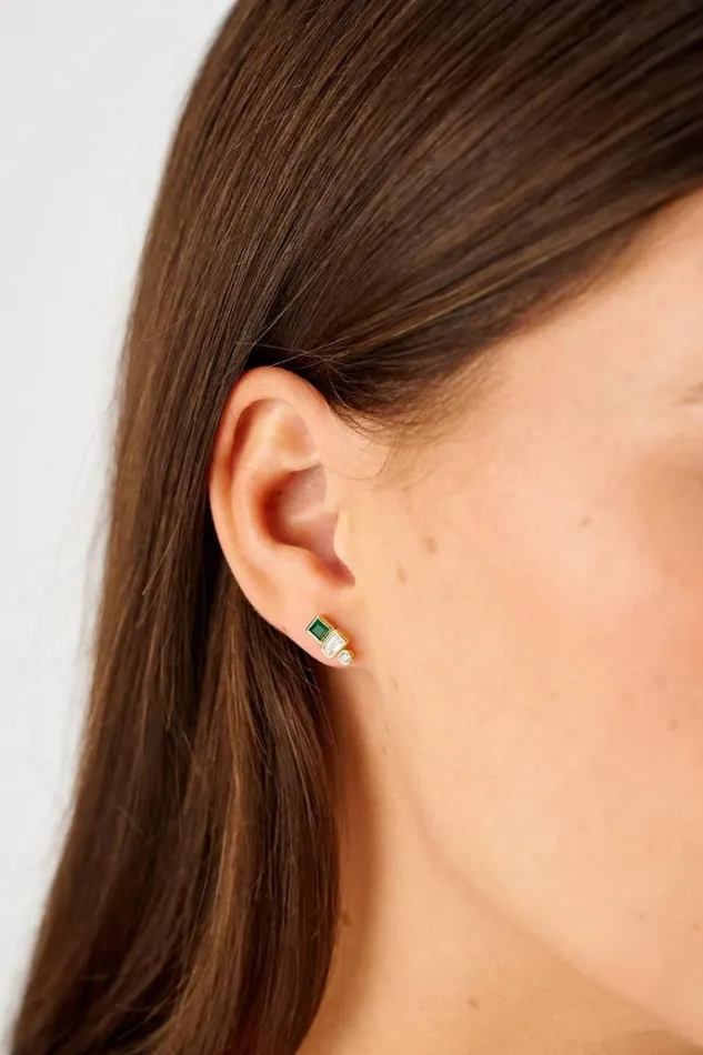 Oroton Earrings Jewellery Calypso Onyx Mini Stud 18k Gold