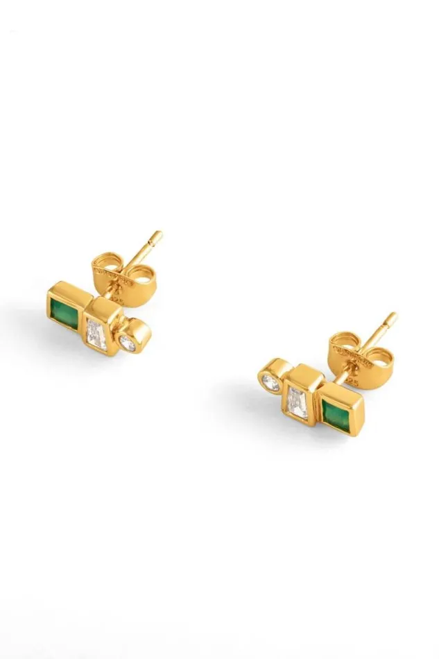 Oroton Earrings Jewellery Calypso Onyx Mini Stud 18k Gold