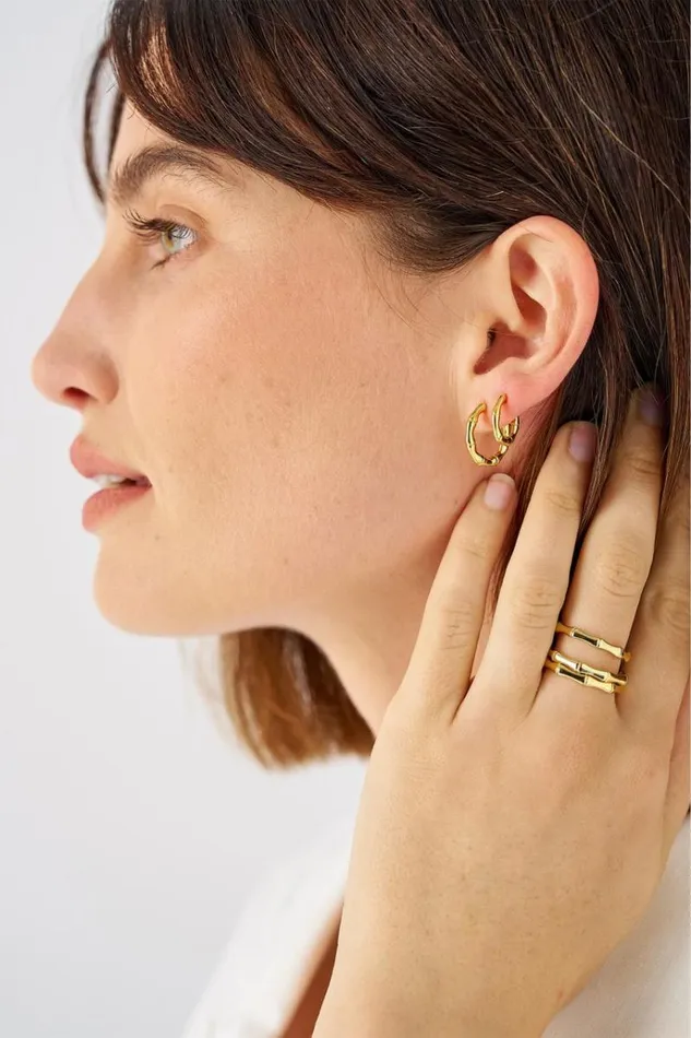 Oroton Earrings Jewellery Fife Hoops 18k Gold