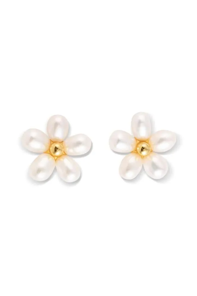 Oroton Earrings Jewellery Posie Flower Studs Goldpearl