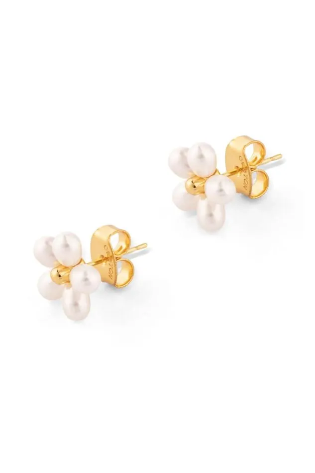 Oroton Earrings Jewellery Posie Flower Studs Goldpearl
