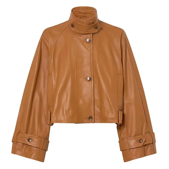 Oroton Jackets and Outerwear Women Leather Cropped Trench Wicker