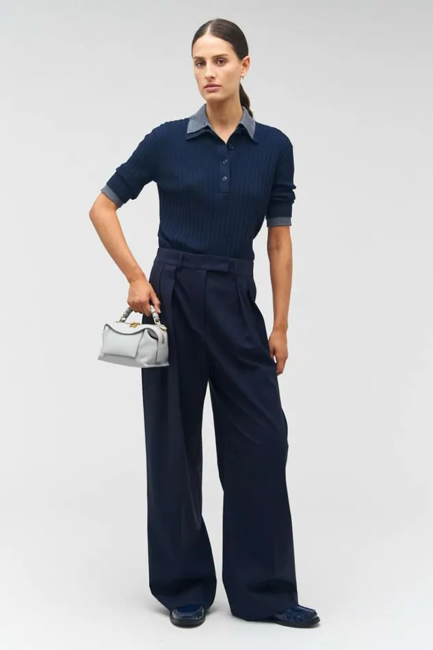 Oroton Knitwear Women Stitch Rib Polo North Sea